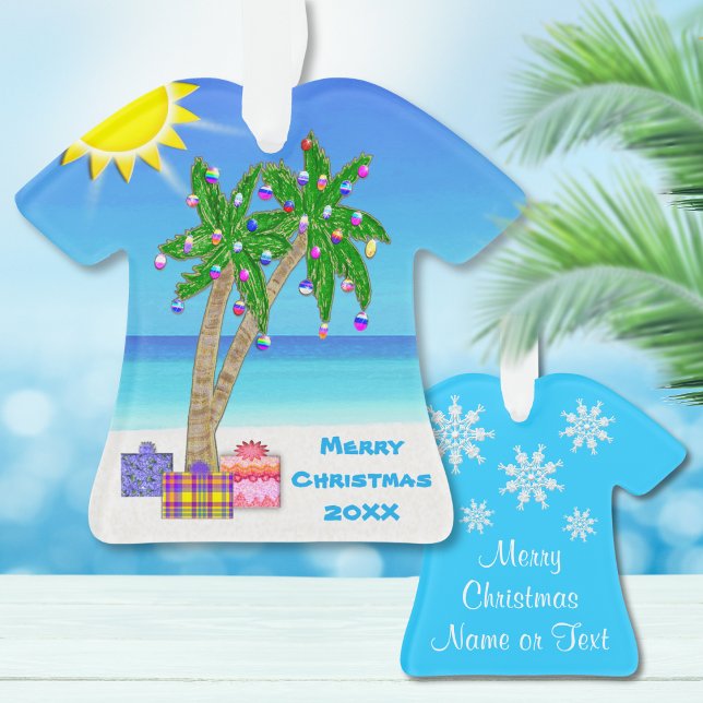 Personalized, Tropical Christmas Tree Ornaments (Tropical Christmas Ornaments. Christmas Ornaments Naples Fl. Beach Ornaments. Florida ornaments.)