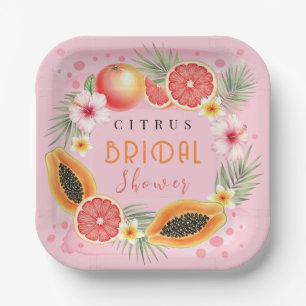 Personalized Tropical Citrus Bridal Shower  Paper Plate