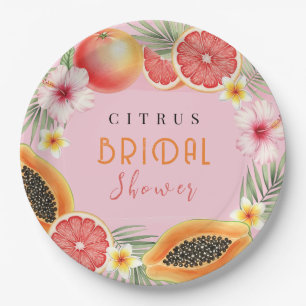 Personalized Tropical Citrus Bridal Shower  Paper Plate