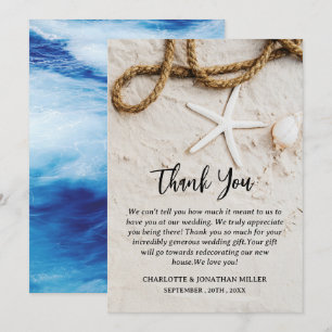 Personalized Tropical Coastal Beach Wedding Thank You Card