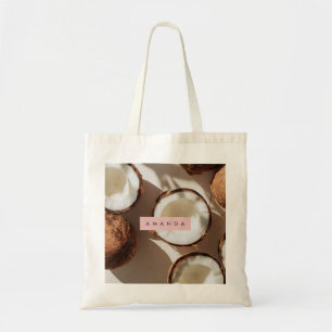 Personalized Tropical Coconut Aesthetic in Warm Tote Bag