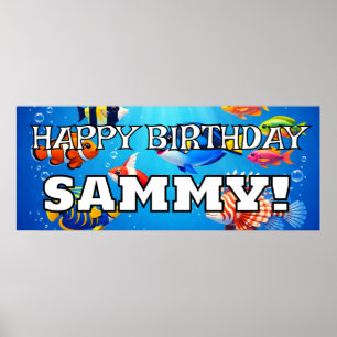 Personalized tropical fish HAPPY BIRTHDAY Poster