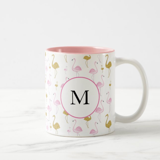 Personalized Tropical Flamingo Two Tone Mug (Right)