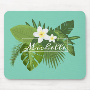 Personalized Tropical Floral Frame   Mousepad