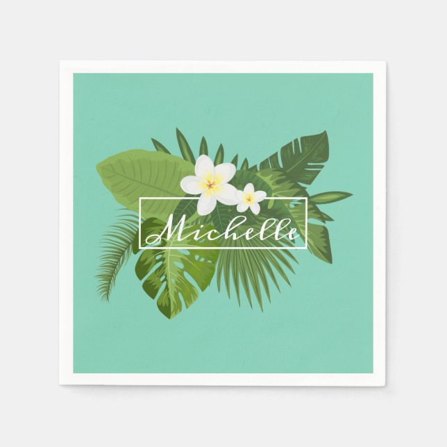 Personalized Tropical Floral Frame | Napkin (Front)