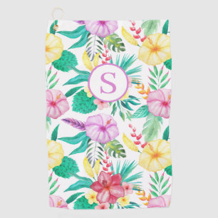 Personalized Tropical Floral Golf Towel