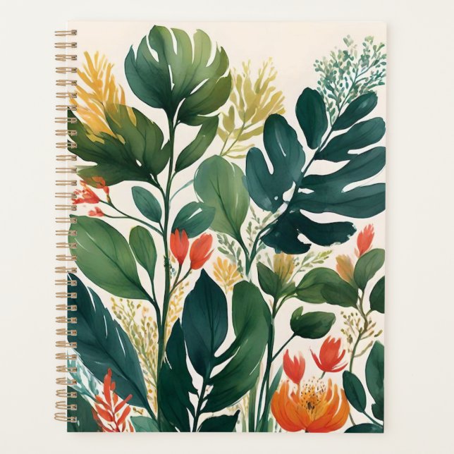 Personalized Tropical Floral Print Planner (Front)