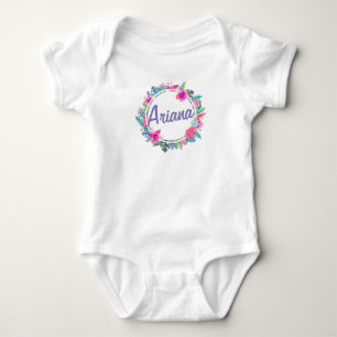 Personalized Tropical Floral Wreath   Bodysuit