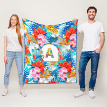 Personalized Tropical Flower Monogram EDIT INITIAL