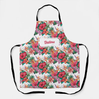 Personalized Tropical Flowers Apron