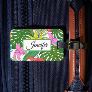 Personalized Tropical flowers  Luggage Tag