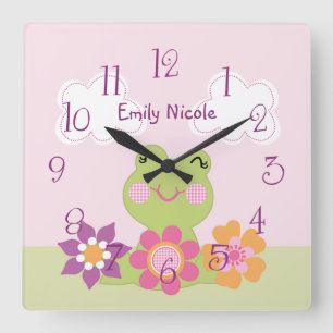 Personalized Tropical Frog Nursery Clock