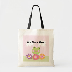 Personalized Tropical Frog w/Flowers Tote Bag