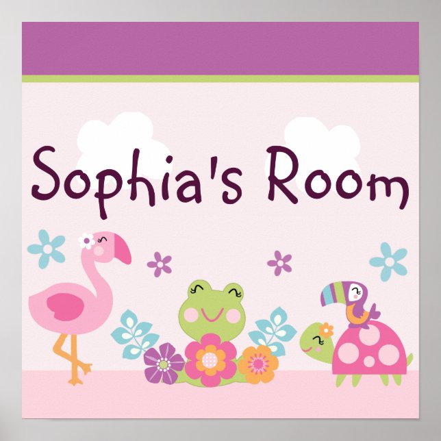 Personalized Tropical Garden Poster Wall Art (Front)