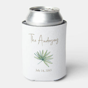 Personalized Tropical Greenery Wedding Favour Can Cooler