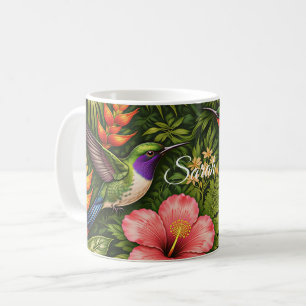 Personalized Tropical Hummingbird  Vibrant  Coffee Mug