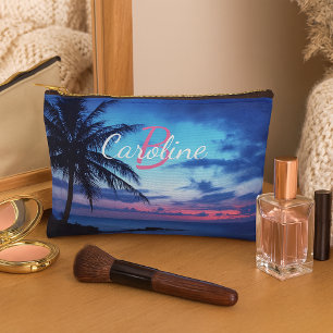 Personalized Tropical Island Beach Sunset Photo Accessory Pouch