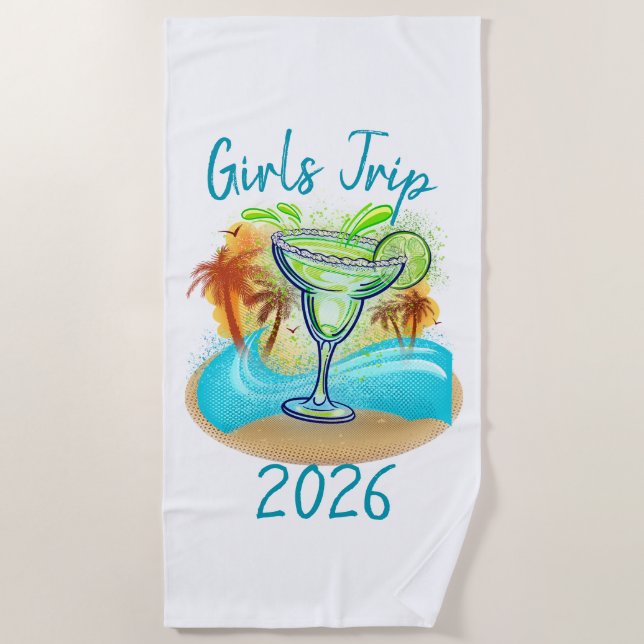Personalized Tropical Island Beach Towel (Front)