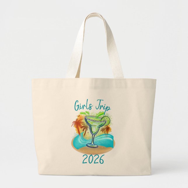 Personalized Tropical Island Large Tote Bag (Front)