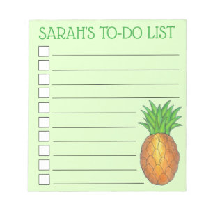 Personalized Tropical Island Pineapple To Do List Notepad
