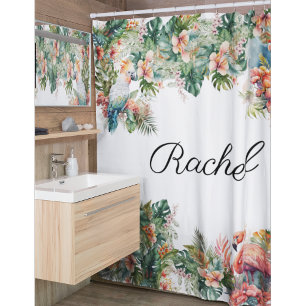 Personalized Tropical jungle Parrot Shower Curtain
