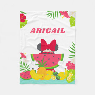 Personalized Tropical Minnie Mouse Fleece Blanket