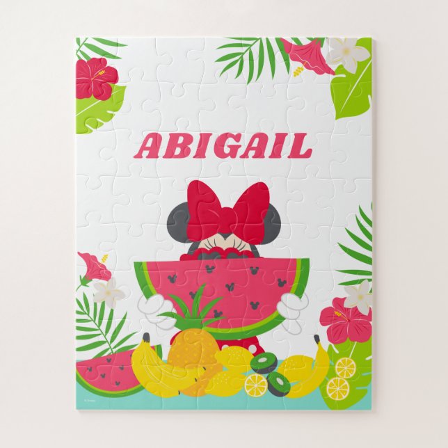 Personalized Tropical Minnie Mouse Jigsaw Puzzle (Vertical)