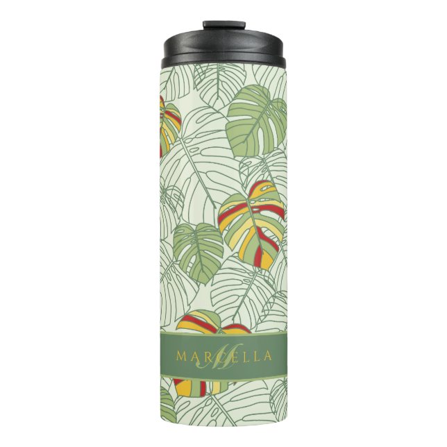 Personalized Tropical Monstera Leaves Tumbler (Front)