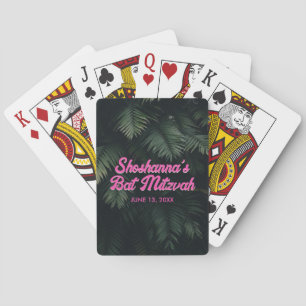 Personalized Tropical Neon Bat Mitzvah Favour Playing Cards