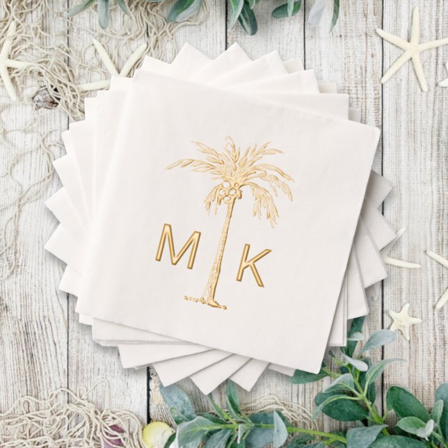 Personalized Tropical Palm Tree Monogram Foil Napkins (Personalized Tropical Palm Tree Monogram Foil Napkins)