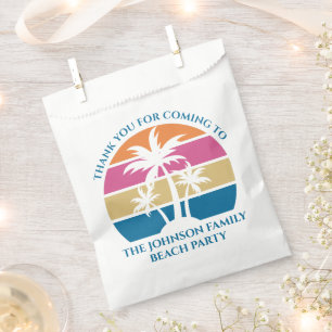Personalized Tropical Palm Tree Sunset Beach Party Favour Bag