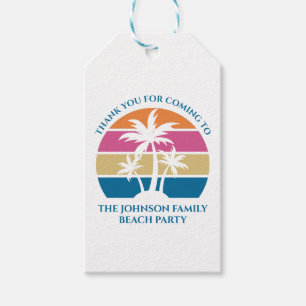 Personalized Tropical Palm Tree Sunset Beach Party Gift Tags