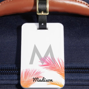 Personalized Tropical Palm Trees Monogram Custom Luggage Tag
