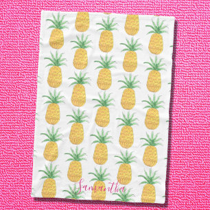 Personalized Tropical Pineapple Pattern Fleece Blanket