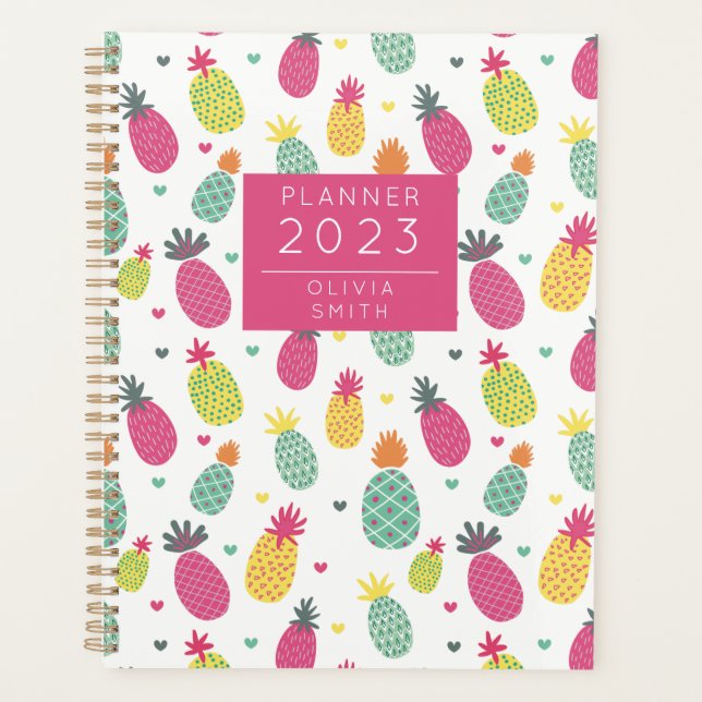 Personalized Tropical Pineapple pattern Planner (Front)