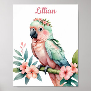 Personalized Tropical Safari Girl Nursery Art Poster