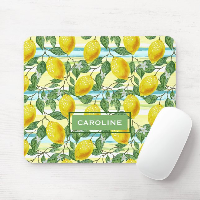 Personalized Tropical Summer Lemons Fruit Art Mouse Pad (With Mouse)