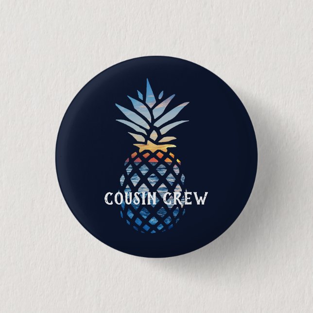 Personalized Tropical Sunset Pineapple 1 Inch Round Button (Front)