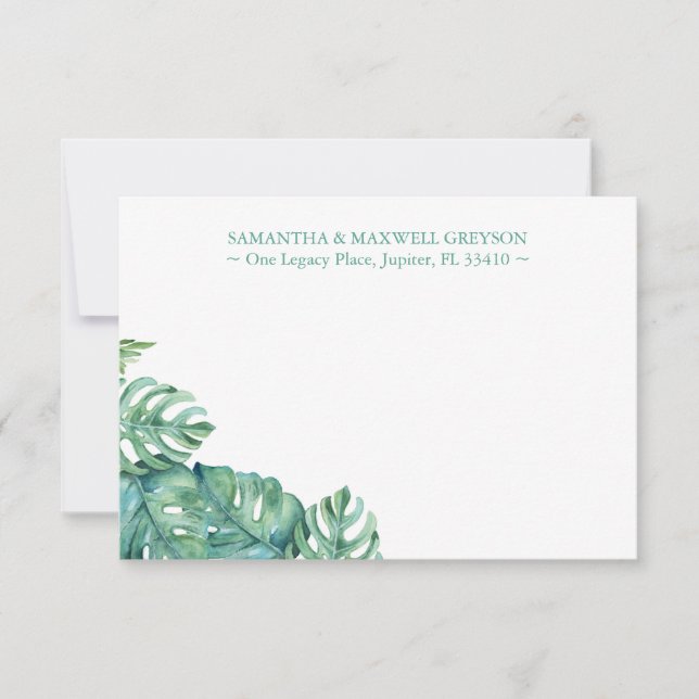 Personalized Tropical Thank You Note Cards (Front)