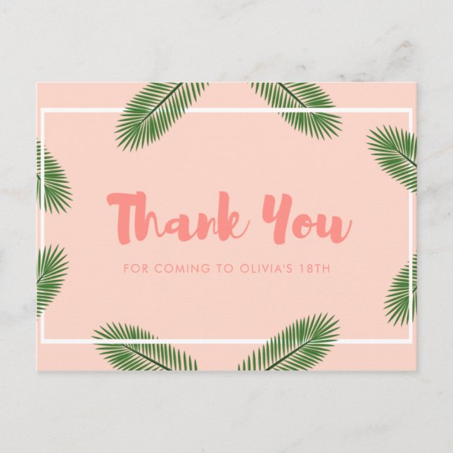 Personalized - Tropical Thank You Postcard (Front)