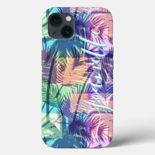Personalized Tropical Vintage Palm Trees iPhone 13 Case