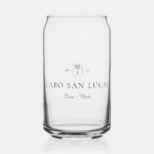 Personalized Tropical Wedding Destination Weekend Can Glass