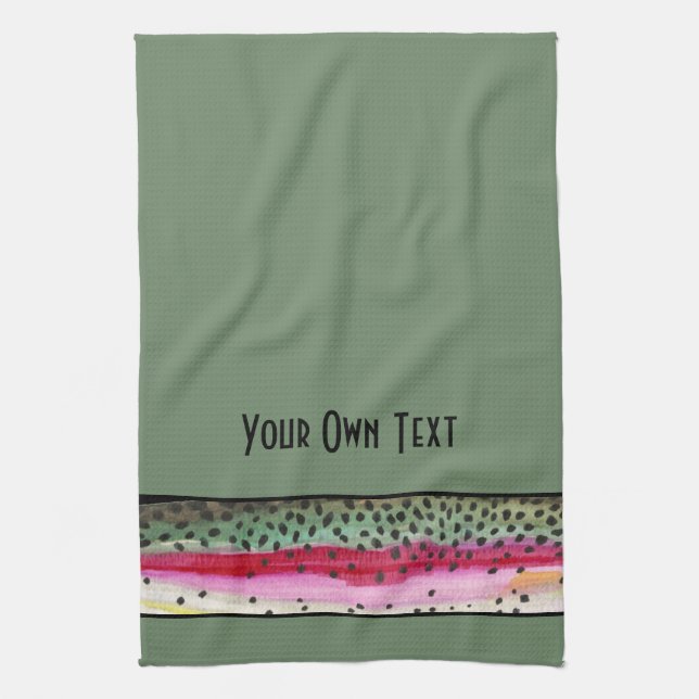 Personalized Trout Angling Fisherman's Kitchen Towel (Vertical)