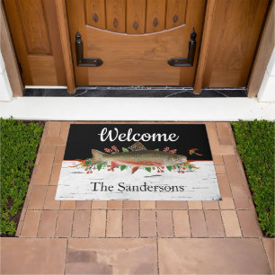 Personalized Trout Fly Fishing Welcome Doormat 