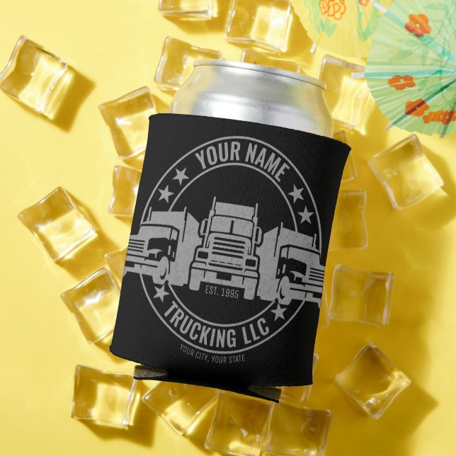 Personalized Trucker Big Rig Semi Truck Trucking  Can Cooler (In Situ Summer)