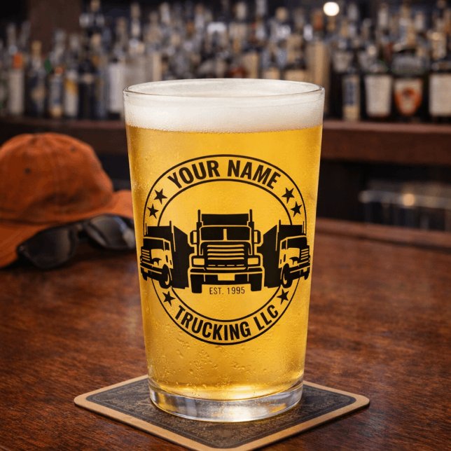 Personalized Trucker Big Rig Semi Truck Trucking  Glass (Creator Uploaded)