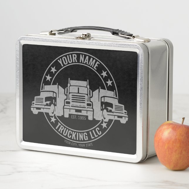Personalized Trucker Big Rig Semi Truck Trucking  Metal Lunch Box (In Situ)