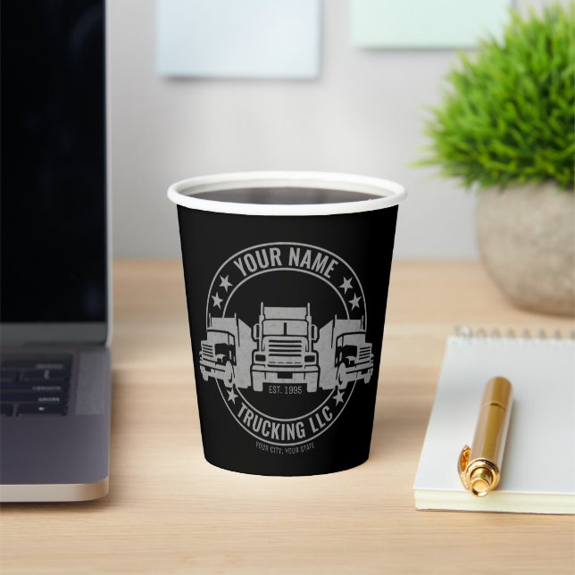 Personalized Trucker Big Rig Semi Truck Trucking  Paper Cups (Insitu)