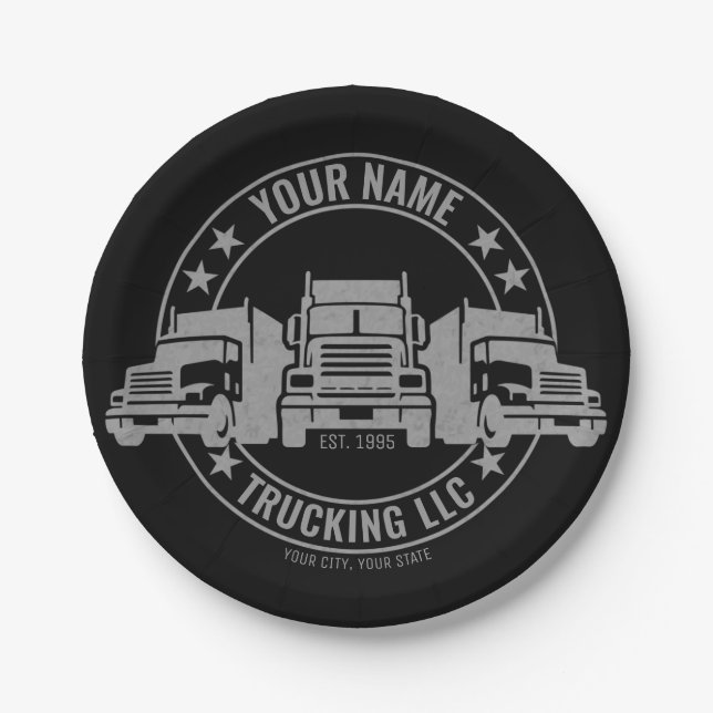 Personalized Trucker Big Rig Semi Truck Trucking  Paper Plate (Front)