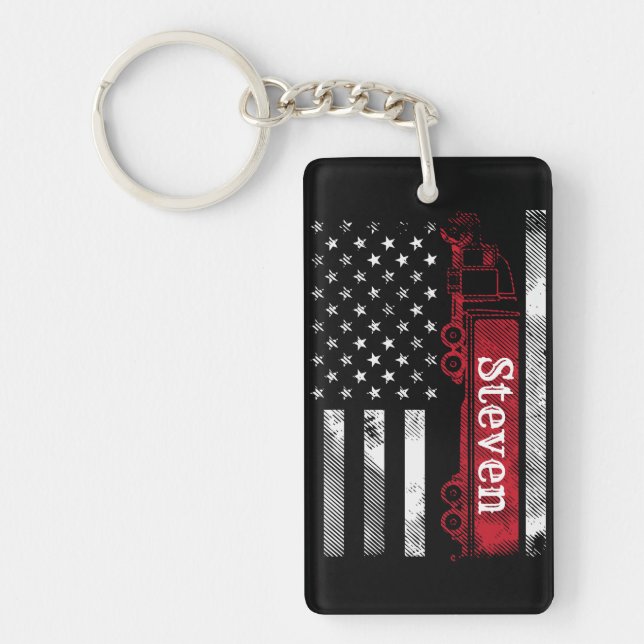 Personalized Trucker Flag Keychain (Front)